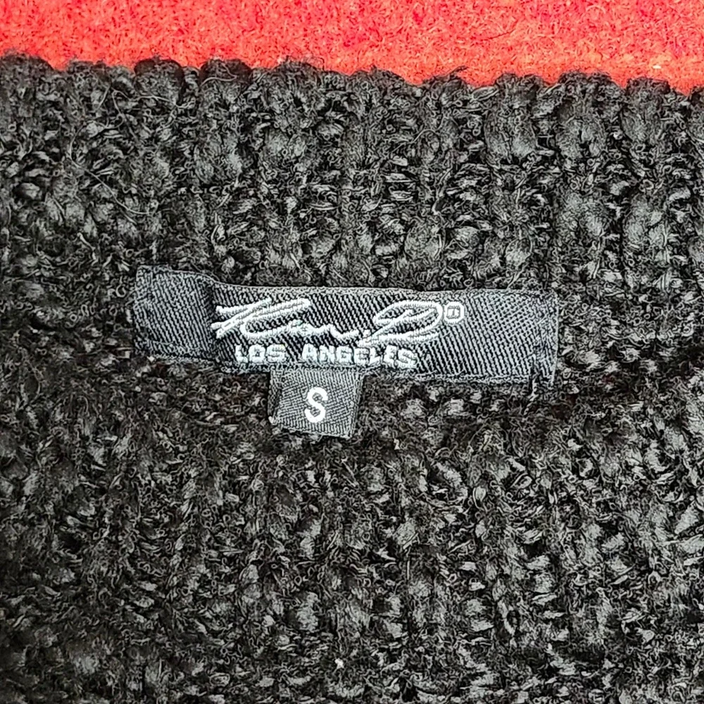 Black Cable Knit Sweater Mens S Dark Academia Chunky Knit Diamond Texture Ken D